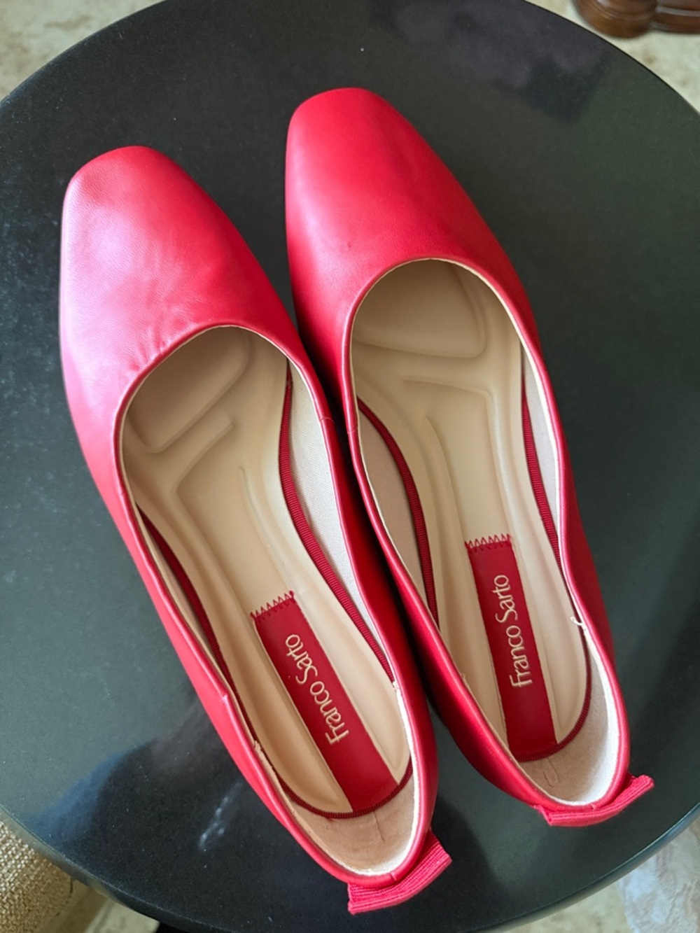 Franco Sarto Vana Red Leather Square Toe Ballet Flats Shoes Size 9M NWOT - Picture 7 of 17